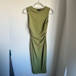 Textured Olive Midi Dress